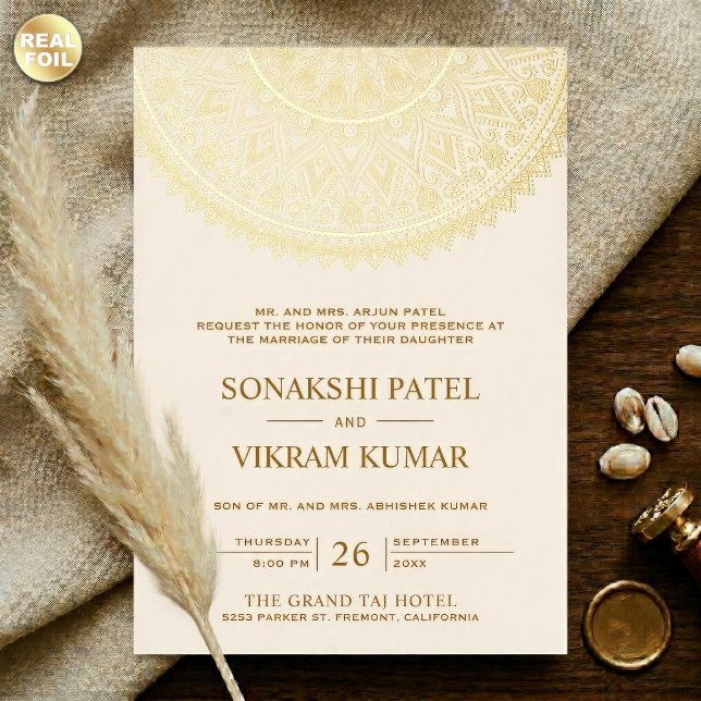 Traditional Cream Gold Mandala Indian Wedding (Creator Uploaded)