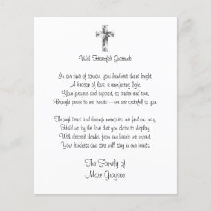 Traditional Cross Budget Funeral Thank You Card