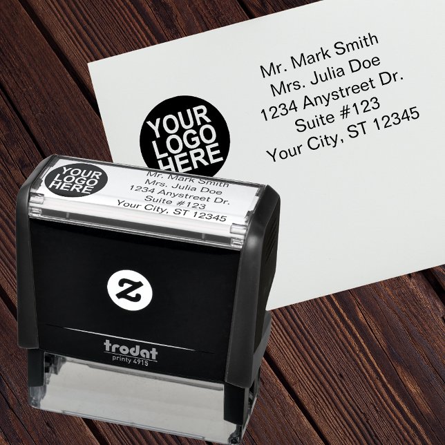 Traditional Custom Business 5 Line With Logo Self-inking Stamp (Creator Uploaded)