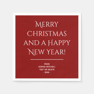 Traditional - Dark Red - Merry Christmas Napkins