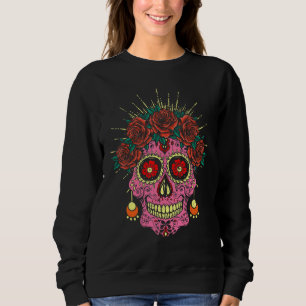 Traditional Day Of The Dead Mexico Sugar Skull Cat Sweatshirt