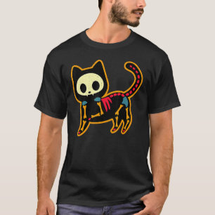 Traditional Day Of The Dead Mexico Sugar Skull Cat T-Shirt