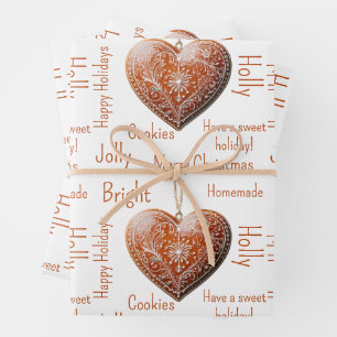 Traditional Decorated Christmas Cookie Wrapping Paper Sheet