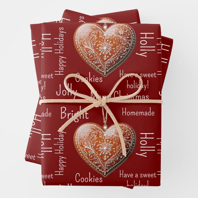 Traditional Decorated Christmas Cookie  Wrapping Paper Sheet (In situ)