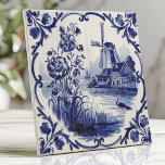 Traditional Delftware Windmill and Floral Tile<br><div class="desc">Bring classic Dutch charm to your home with this traditional Delftware-style tile featuring intricate cobalt blue floral patterns and windmill scenes on crisp white ceramic. The hand-painted details, delicate brushwork, and vintage aesthetic evoke an authentic Dutch folk art feel. Perfect for backsplashes, accent walls, or adding a touch of timeless...</div>