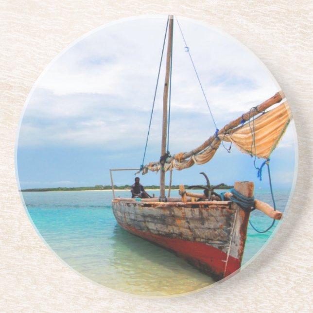 Traditional Dhow, Zanzibar, Tanzania Coaster (Front)