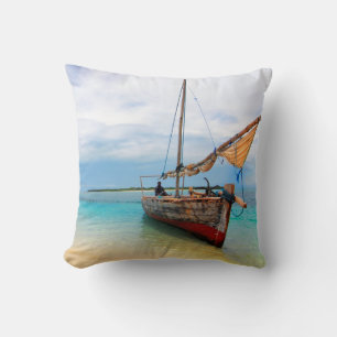 Traditional Dhow, Zanzibar, Tanzania Cushion