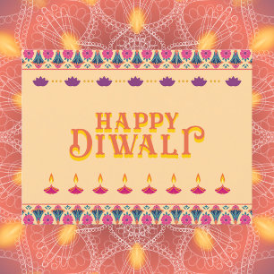 Traditional Diwali Floral and Diya Design Postcard