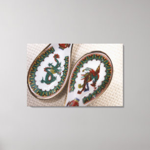 Traditional dragon and phoenix spoons canvas print