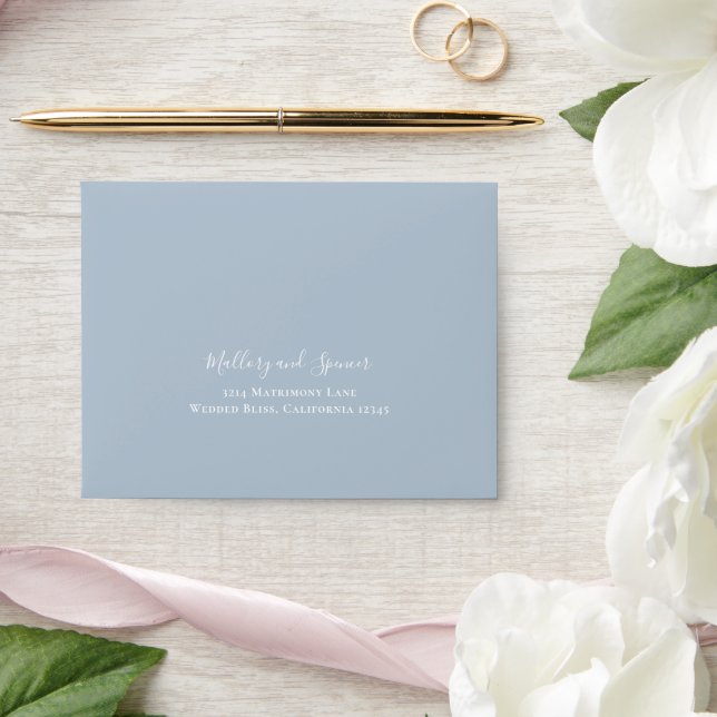 Traditional Dusty Blue Elegant RSVP Wedding Envelope (Wedding)