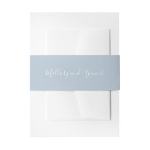 Traditional Dusty Blue Elegant Wedding Invitation Belly Band