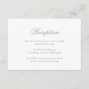 Traditional Dusty Blue Formal Elegant Wedding Enclosure Card