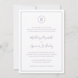 Traditional Dusty Purple All In One Wedding Invitation