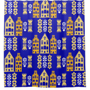 Traditional Dutch Folk Art Print Shower Curtain