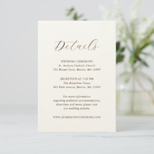 Traditional Earthy Neutral Elegant Wedding Enclosure Card