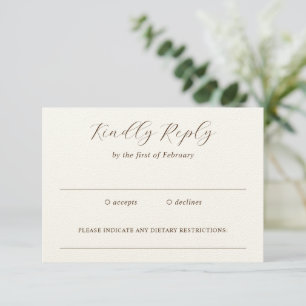 Traditional Earthy Neutral Elegant Wedding RSVP Card