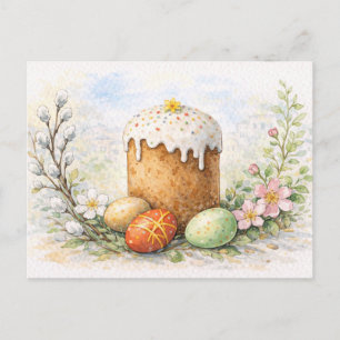 Traditional Easter Cake Watercolor Postcard