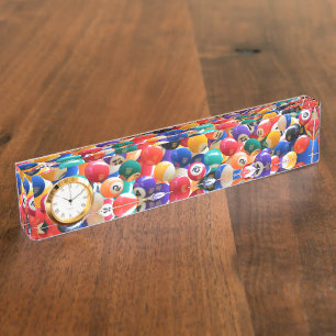 Traditional Eightball Colors, Name Plate Clock