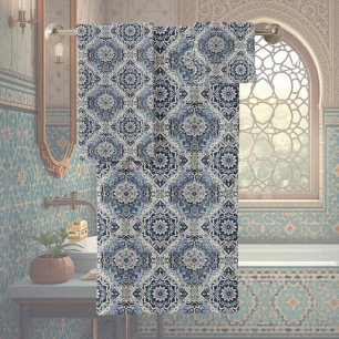 Traditional Elegance   Blue & White Morrocan Tiles Bath Towel Set