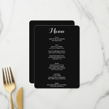Traditional Elegant Black White Calligraphy Menu