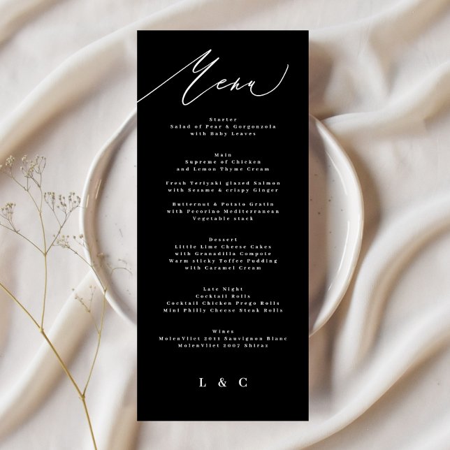 Traditional Elegant Black White Calligraphy Menu (Creator Uploaded)
