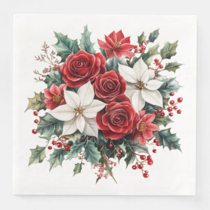 Traditional Elegant Christmas Poinsettia Napkin