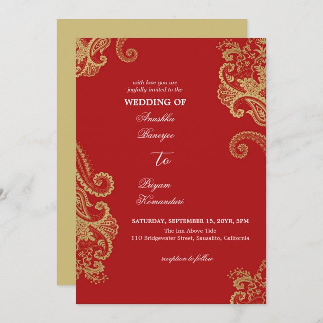 Traditional Elegant Henna  cultural Wedding Invitation (Front/Back)