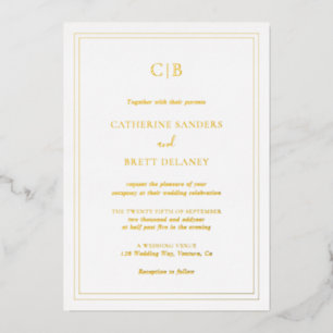 Traditional Elegant Simple Monogram Wedding Gold
