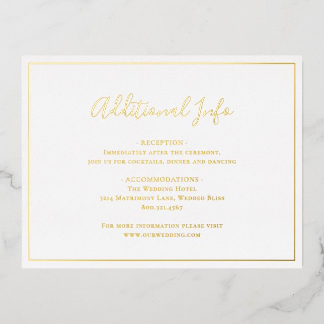 Traditional Elegant Wedding Foil Enclosure Card (Front)