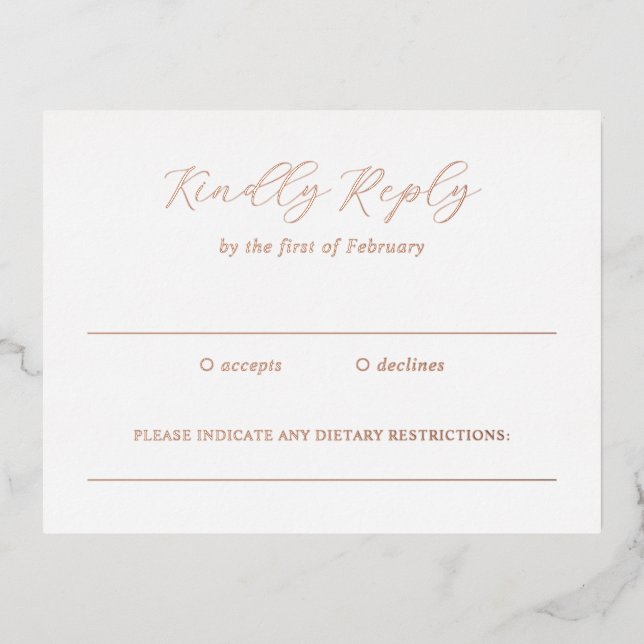 Traditional Elegant Wedding Foil RSVP Card (Front)