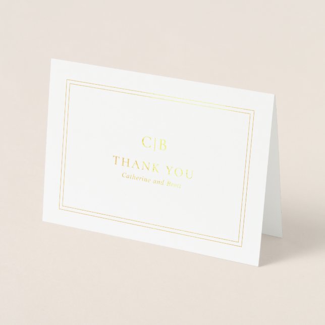 Traditional Elegant Wedding Thank You Foil Card (Front)
