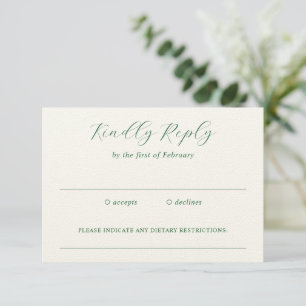 Traditional Emerald Green Elegant Wedding RSVP Card
