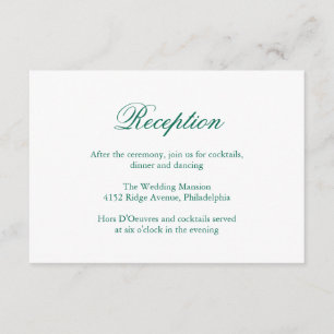 Traditional Emerald Green Formal Elegant Wedding Enclosure Card
