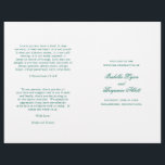 Traditional Emerald Green Formal Wedding Program<br><div class="desc">Classic style folded Wedding Program with accent words in an elegant calligraphy typography. The front has your event details, the inside has your wedding party and order of ceremony. The back has a template for your message / quotes. All text is a jewel tone emerald green over a white background...</div>