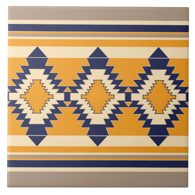 Traditional, ethnic, rustic, vintage, geometric tile (Front)