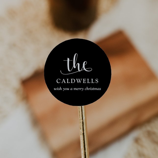 Traditional Family Name Calligraphy Christmas Gift Classic Round Sticker (Creator Uploaded)