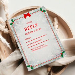 Traditional Festive Frosted Winter Charm RSVP Card