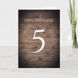 Traditional Fifth Wedding Anniversary Card Wood