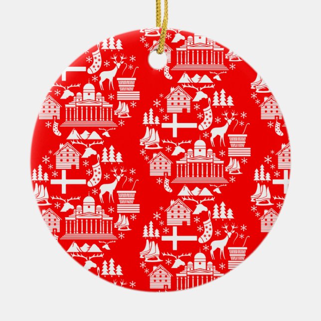 Traditional Finnish Christmas Decor Ceramic Tree Decoration (Front)