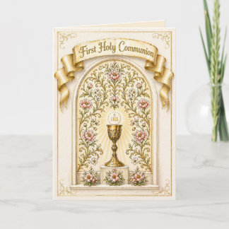 Traditional First Holy Communion Eucharist Holiday Card