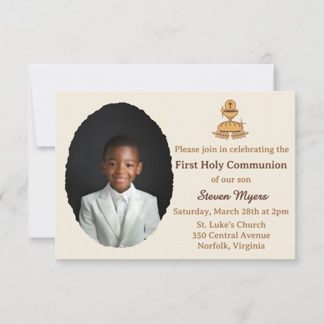 Traditional First Holy Communion Photo Invitation (Front)