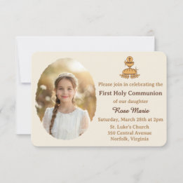 Traditional First Holy Communion Photo Invitation