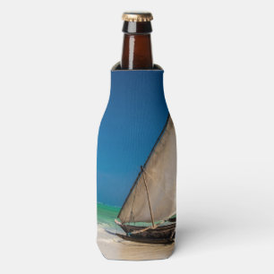 Traditional fishing boat on the beach bottle cooler