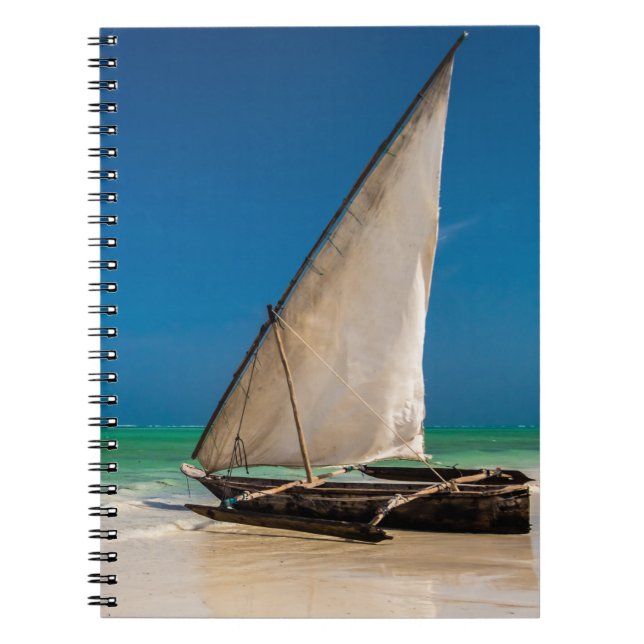 Traditional fishing boat on the beach notebook (Front)