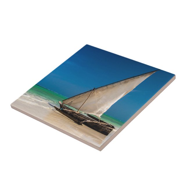 Traditional fishing boat on the beach tile (Side)
