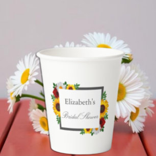 Traditional Floral Bridal Shower Paper Cups