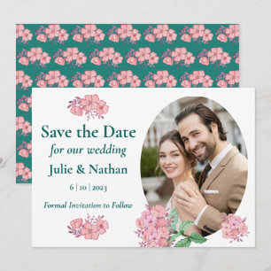 Traditional Floral Design Flat Save The Date Card