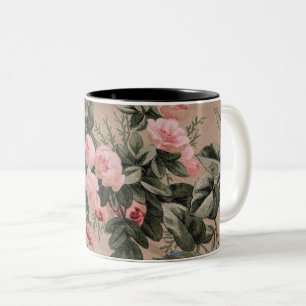 Traditional Floral Fabric Photo Two-Tone Coffee Mug