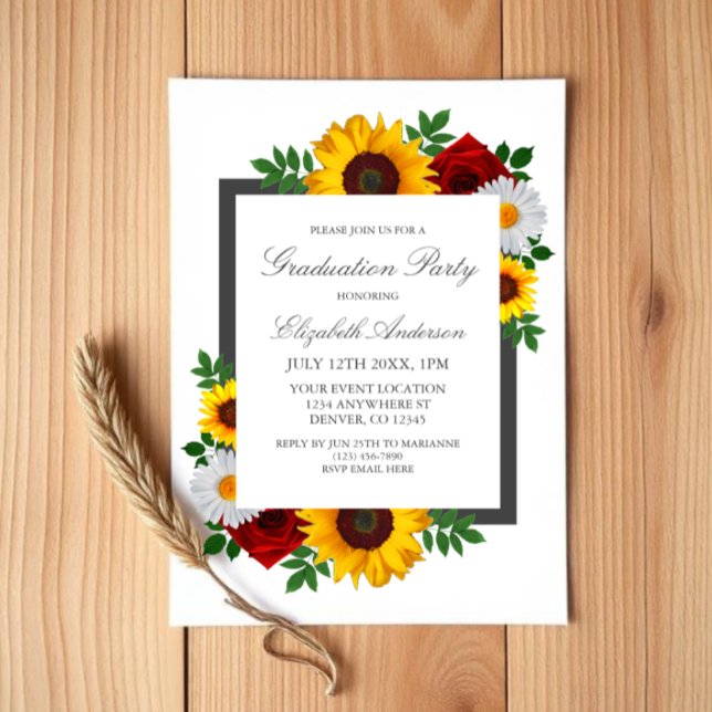 Traditional Floral Graduation Party Invitation (Creator Uploaded)