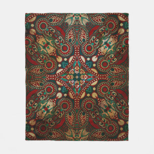 Traditional Floral Paisley Bandanna Grunge Fleece Blanket